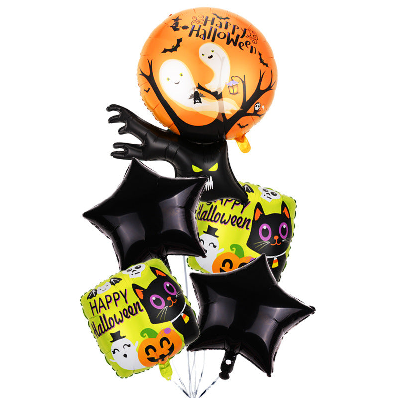 Halloween Themed Aluminum Film Balloons - 5-Piece Set for Parties & Decorations