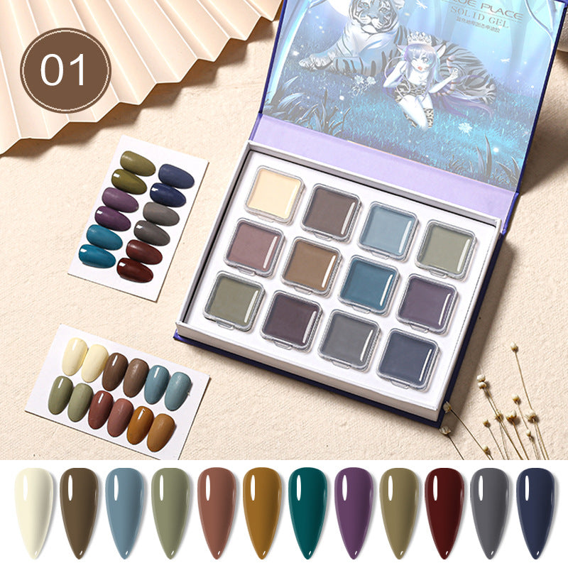 12-Color Nail Art Solid Glue Kit