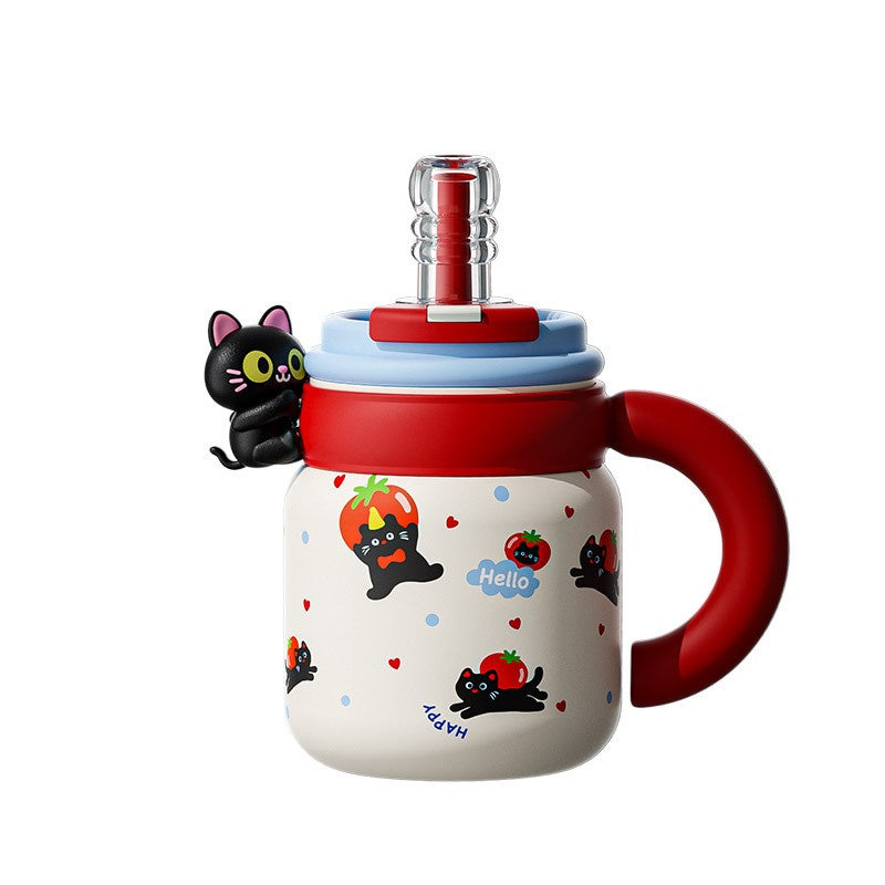 Large Capacity Ceramic & Stainless Steel Insulated Mug with Doll Design