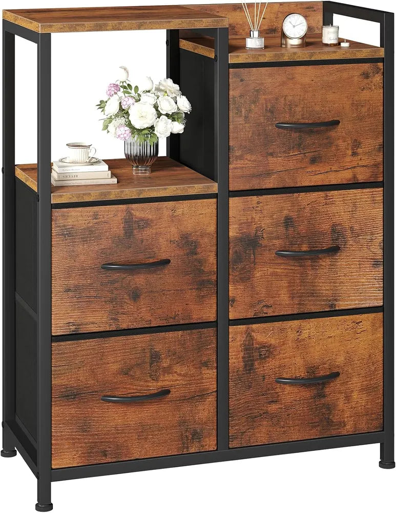 5 Drawer White Dressers For Bedroom 2 Tier Shelf Small Fabric Dresser