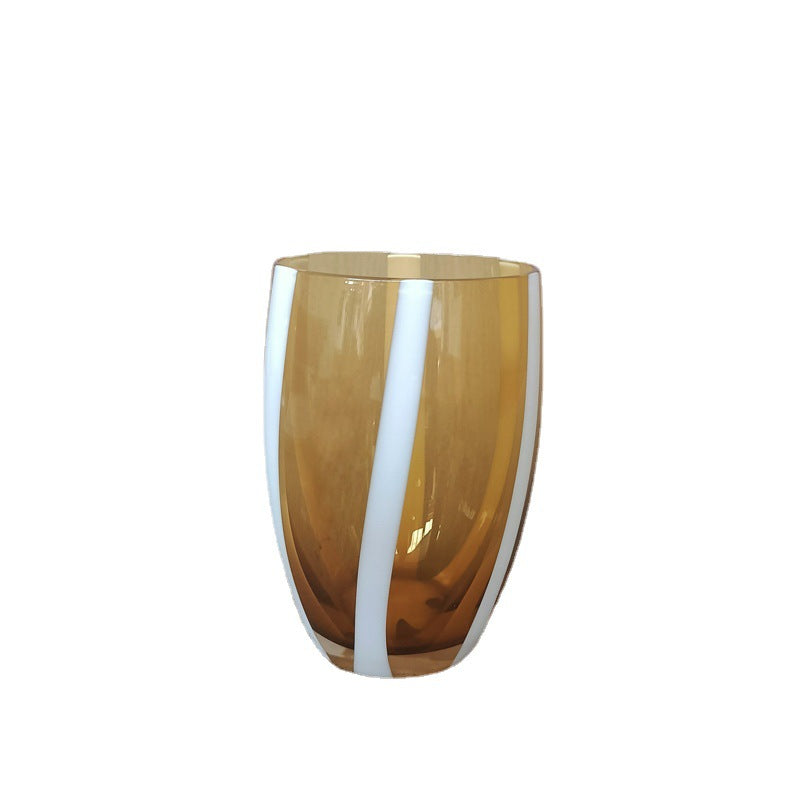 Retro Handmade Glass Wine Cup - Primary Color & Gradient Pattern, 201-300ml