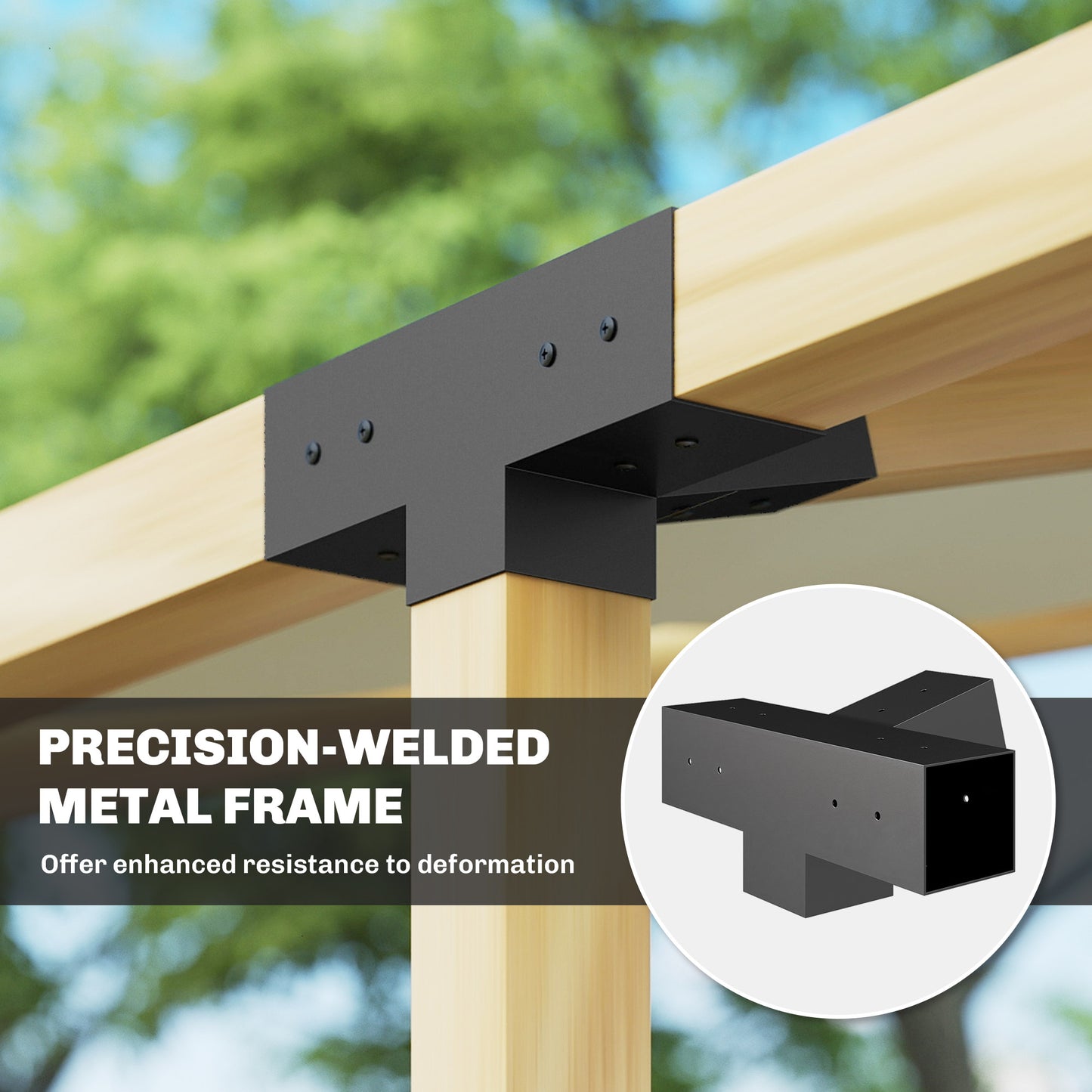 Pergola Kit with 15° Slanted Brackets & Post Bases - Black