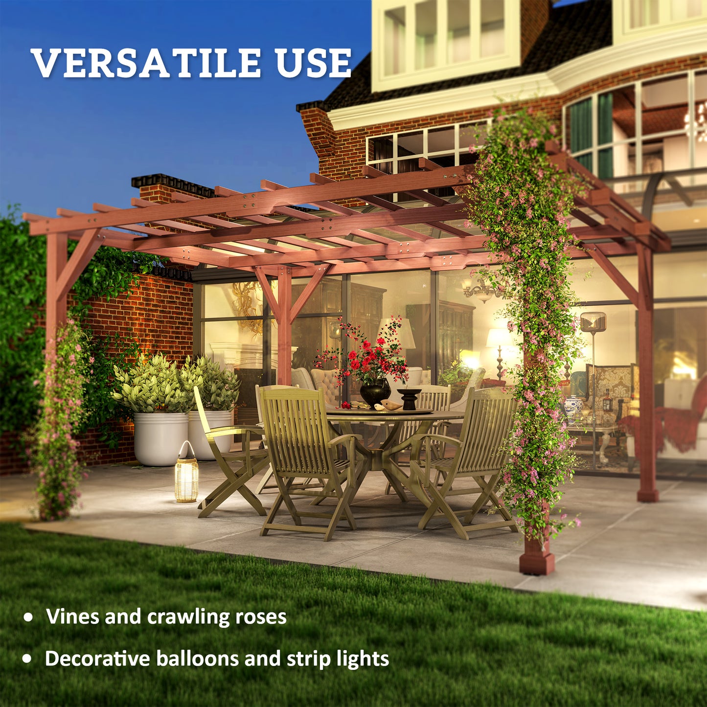 Wood Pergola with Grape Trellis - Outdoor Patio Structure