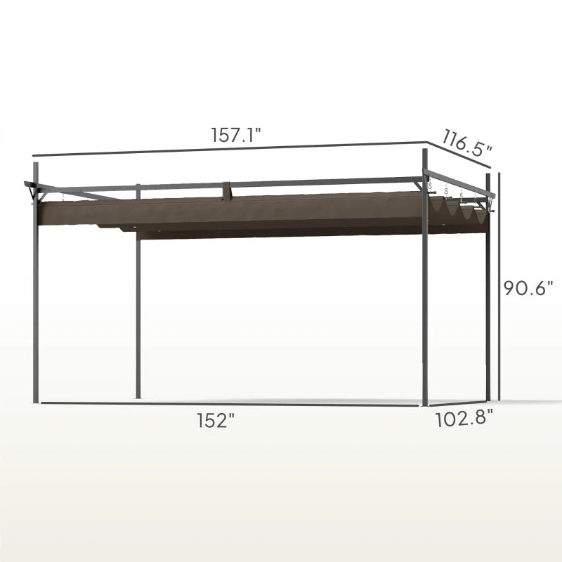Metal Retractable Pergola Canopy for Garden Patio Backyard Brown