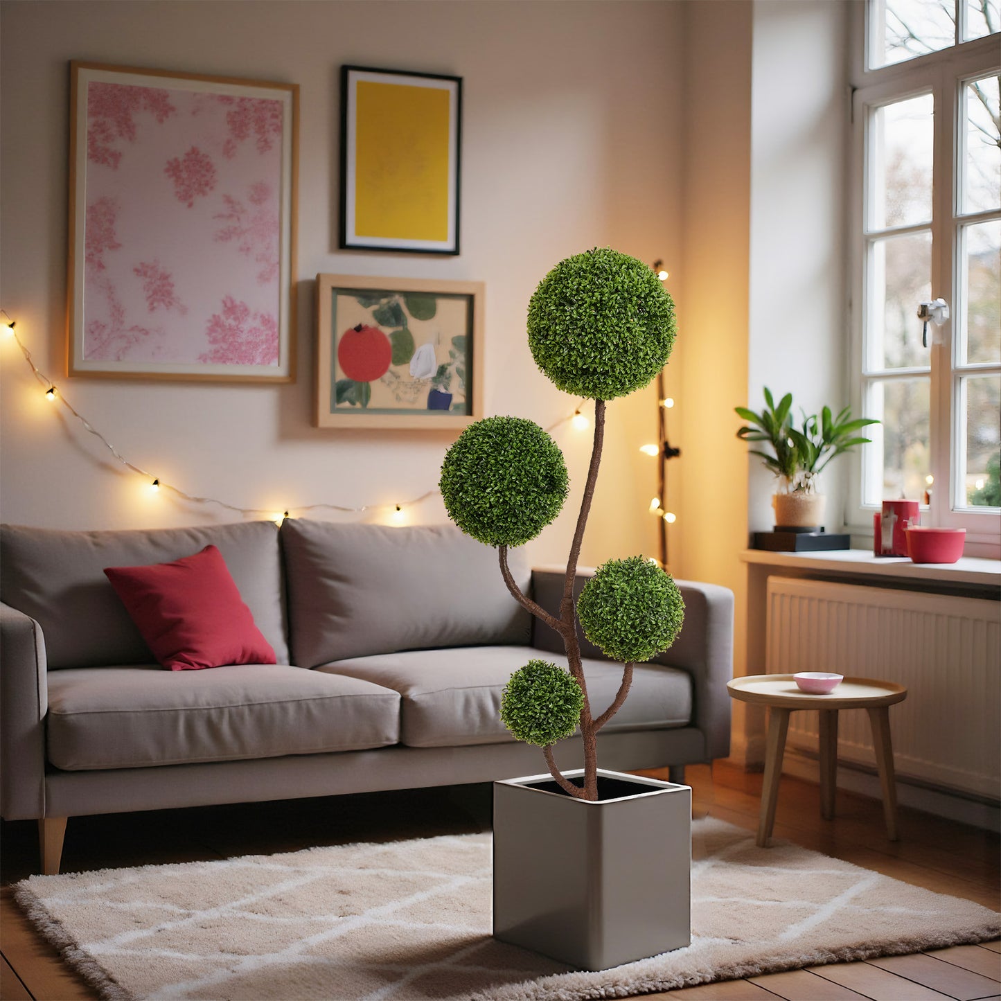 5FT Artificial Boxwood Topiary Tree - Triple Ball Shaped Faux Plant