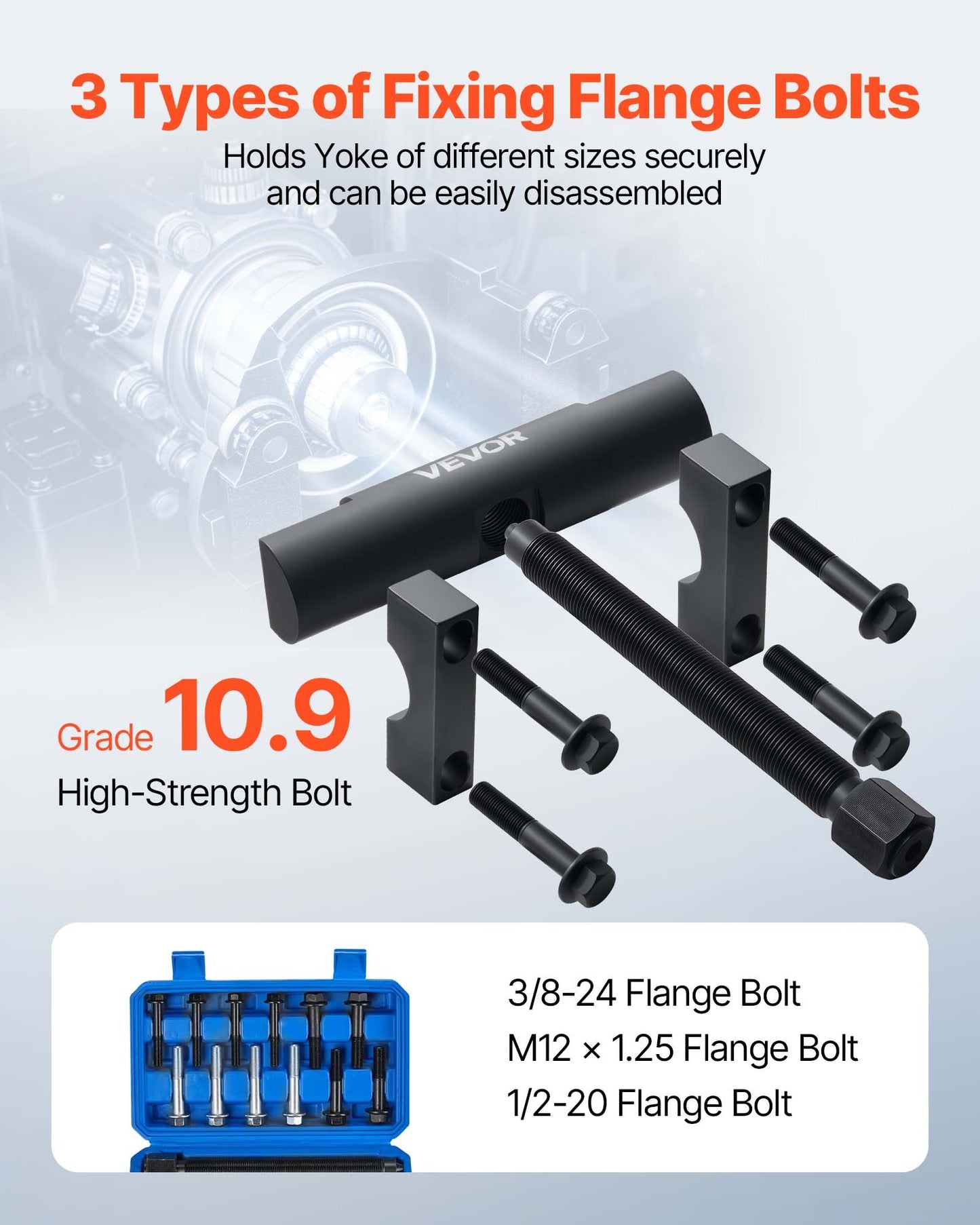 Heavy Duty Vehicle Yoke Puller Kit for Class 6-8 Trucks - Compatible with Kenworth, Peterbilt, Freightliner, Mack, Volvo