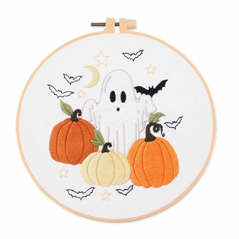Embroidery DIY Kit for Halloween Home Decor - Beginner Material Set with Frame