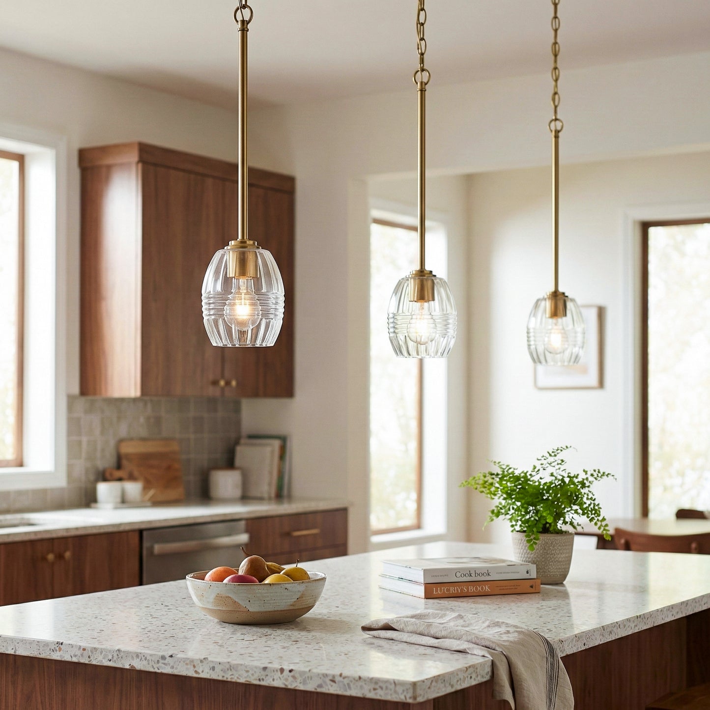 Vista Single Pendant Chain Hanging Light With Clear Glass - Satin