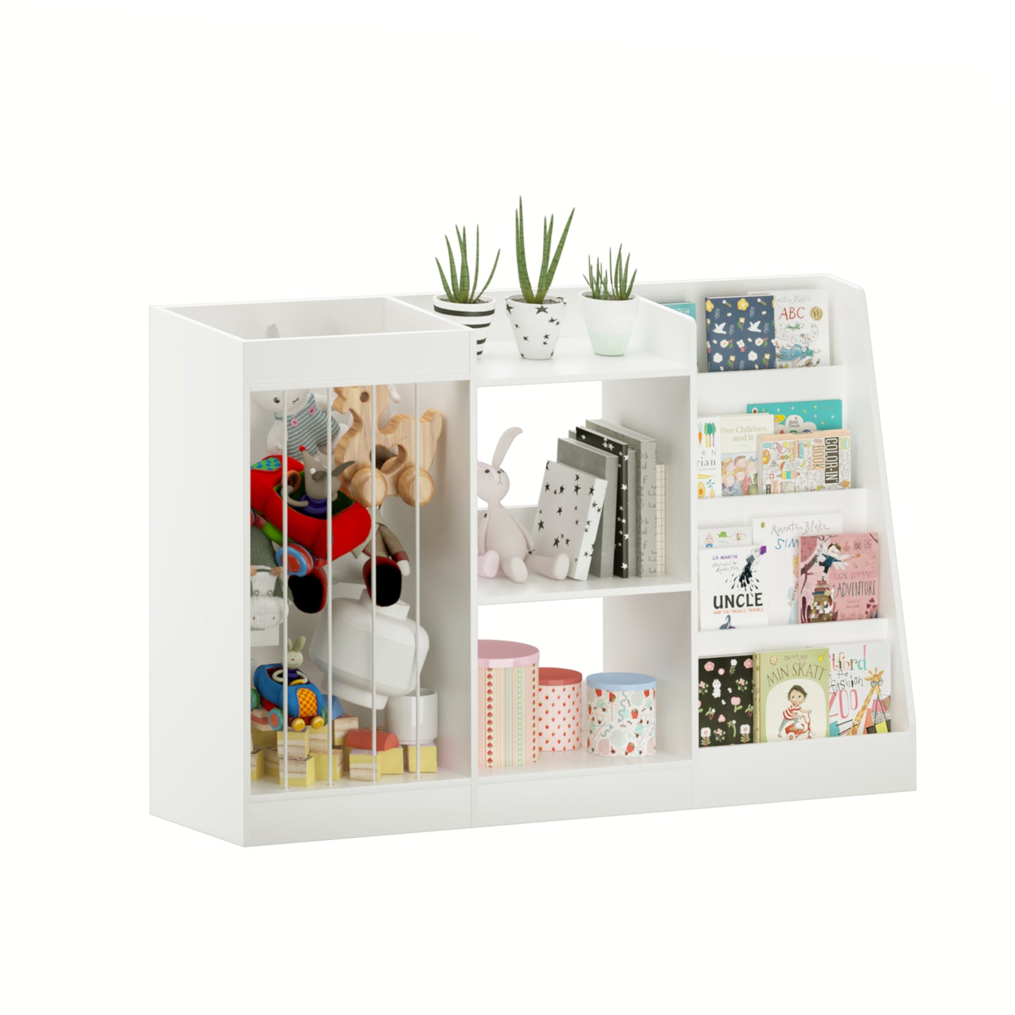 3-in-1 Kids Bookshelf and Toy Storage - White