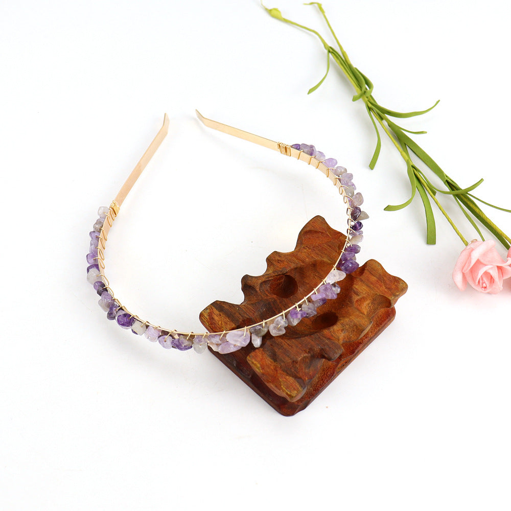 Crystal Natural Stone Headband - 6cm Wide