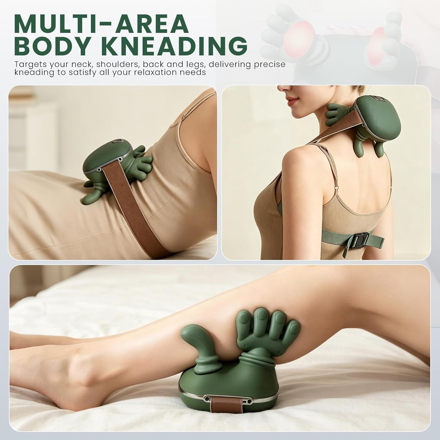 4D Kneading Neck Massager with Heat - Rechargeable & Wireless