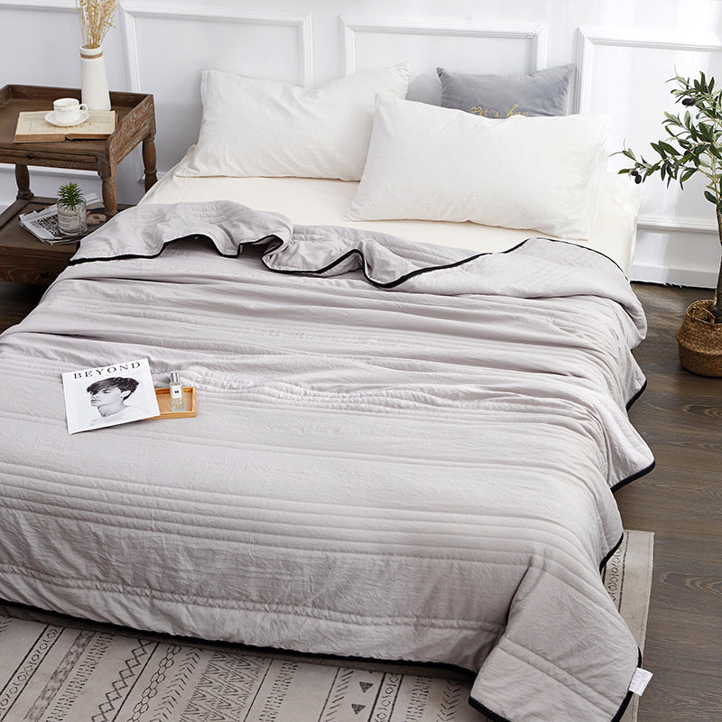 Cotton Quilted Summer Air-Conditioning Quilt Double Bed Blanket Grey