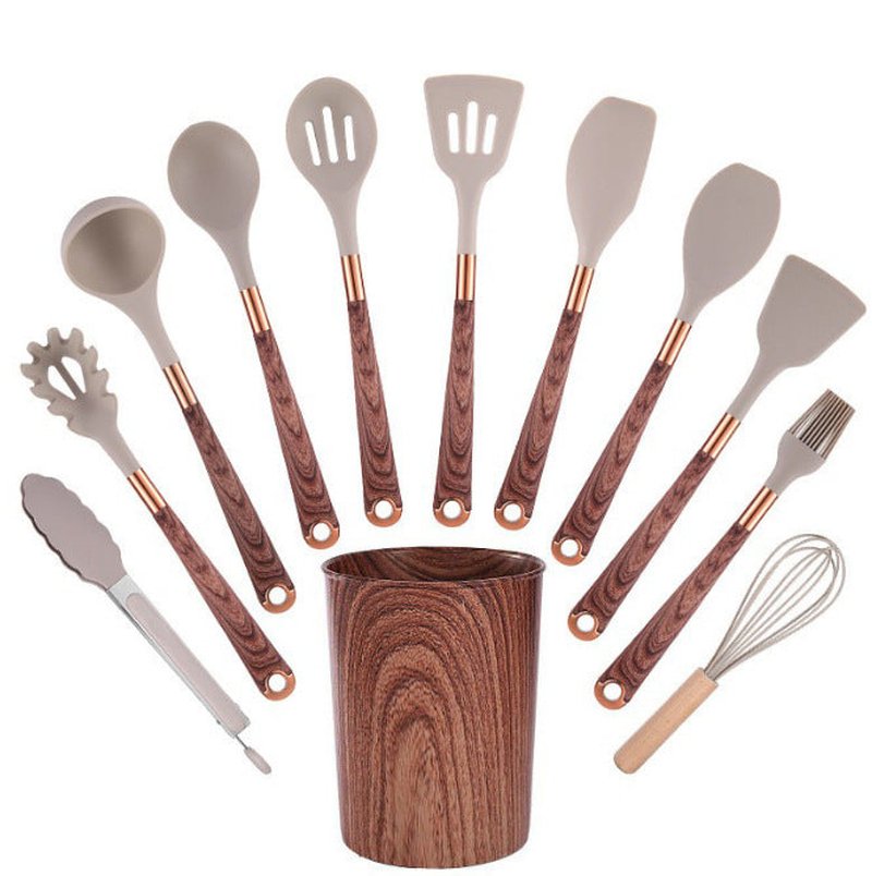 Silicone Kitchen Utensil Set 12 Pieces Non-Stick Spatulas & Holder