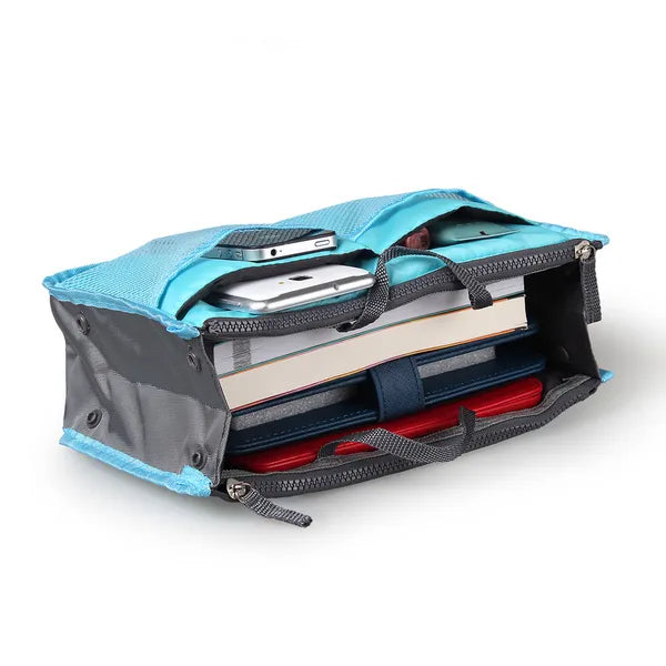 Travel Handbag Organizer - Makeup & Toiletry Bag with Pockets - Blue