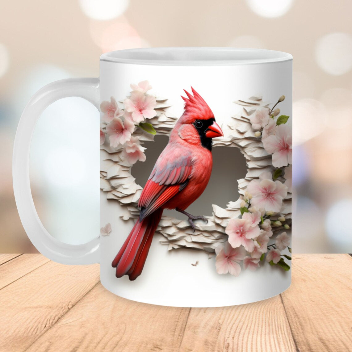 Ceramic Coffee Mug with Bird Design - 301-400ml, Modern Home Drinkware