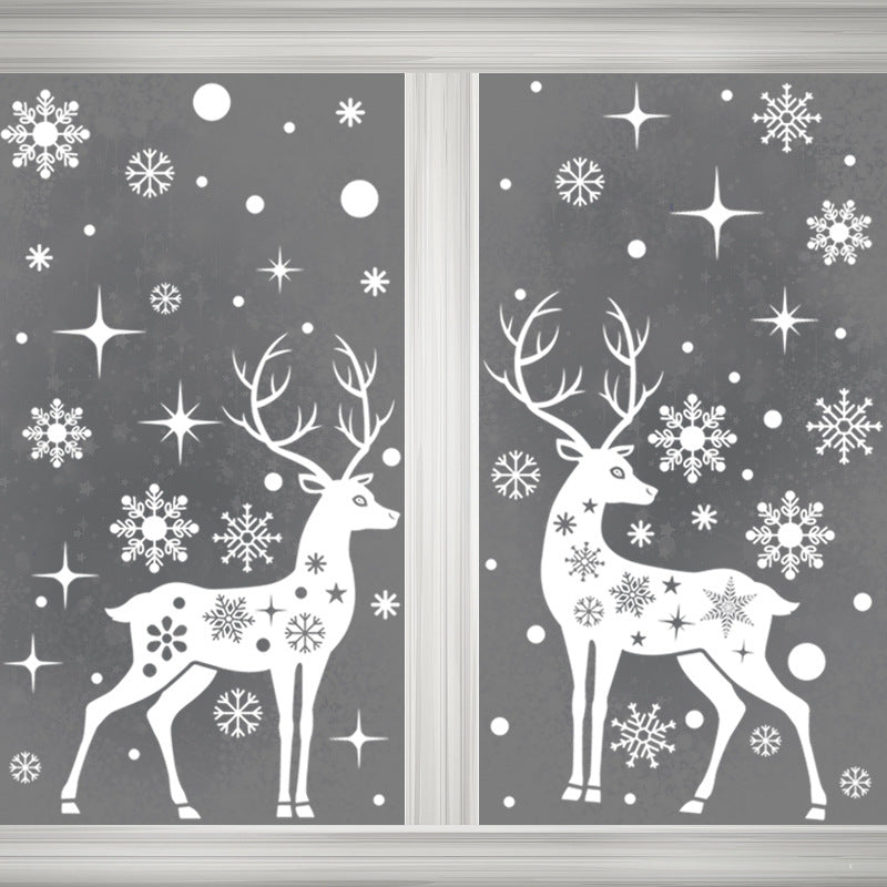 Christmas Elk Window Stickers - Snowflake Holiday Decor for Windows