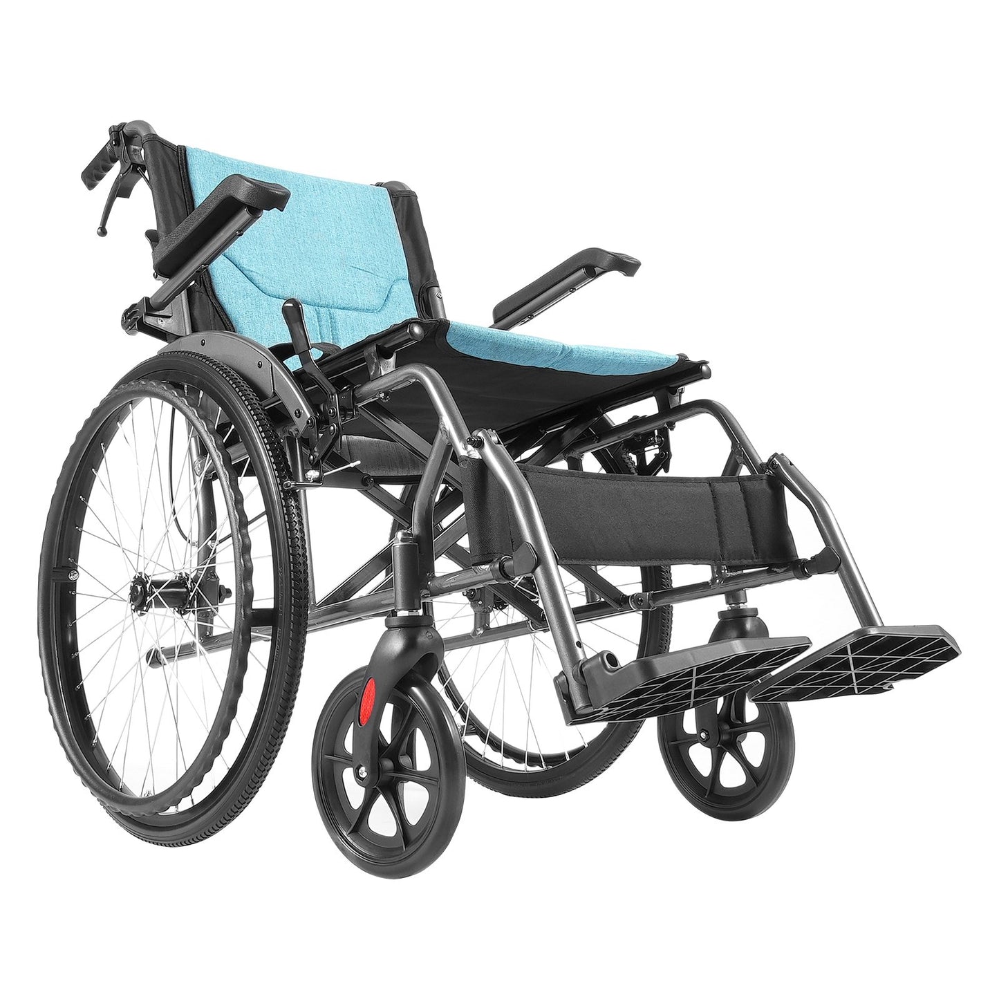 Lightweight Aluminum Wheelchair 18-In Wide Seat 250lbs with Blue Variant
