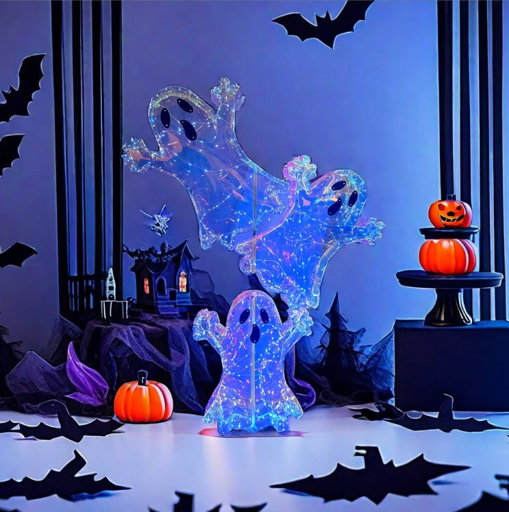 Halloween Ghosts Decoration Set - Three Ghosts Festive Ornaments USB Powered