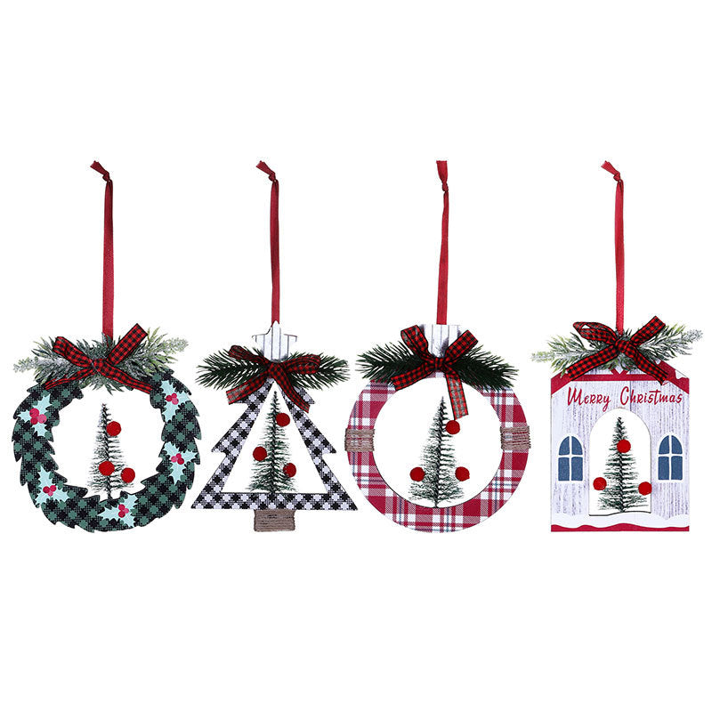 Christmas Tree Scene Setting Decorations - Cedar Wooden Tree & House Styles