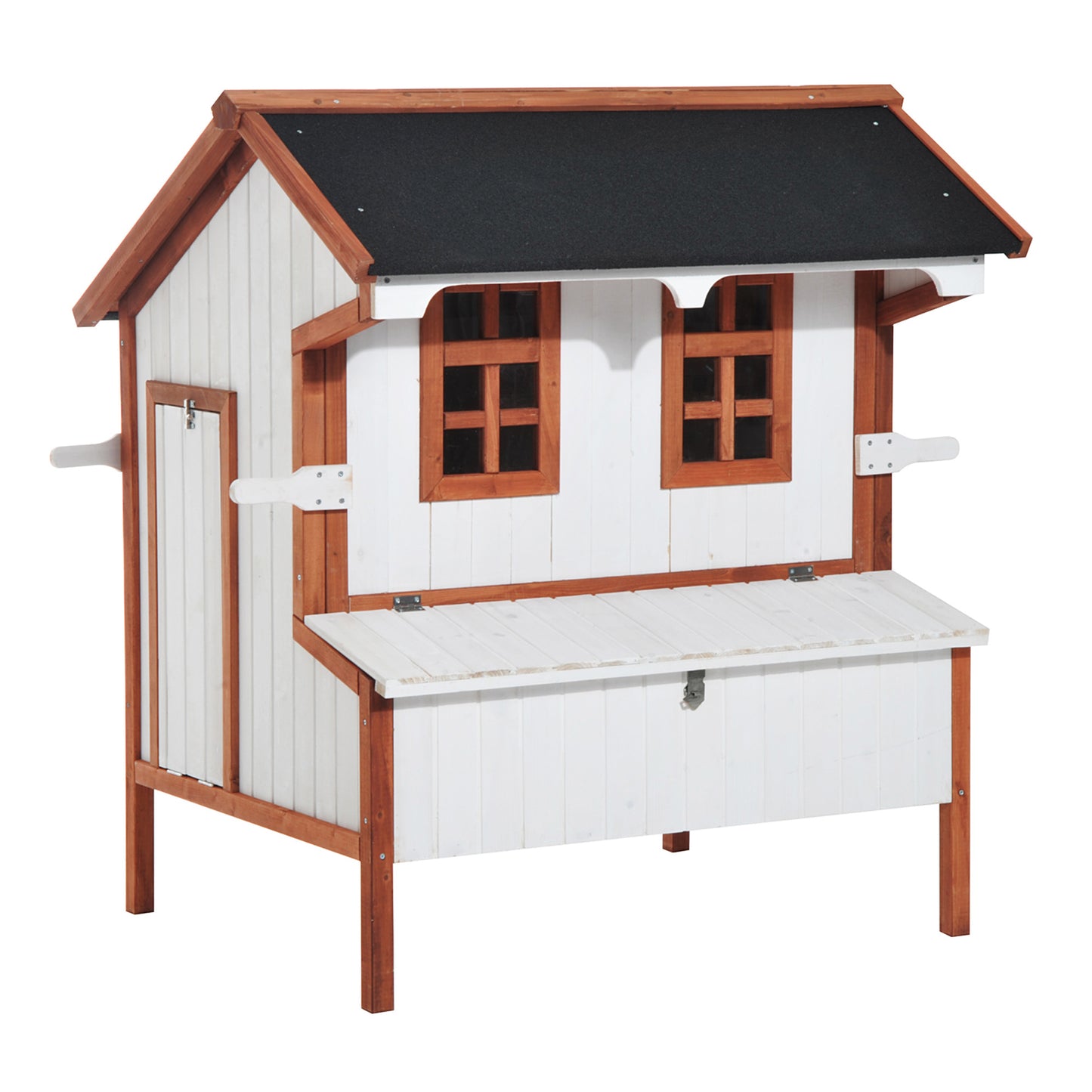 47-Inch Wooden Chicken Coop with Nesting Box and Waterproof Roof for Backyard Poultry
