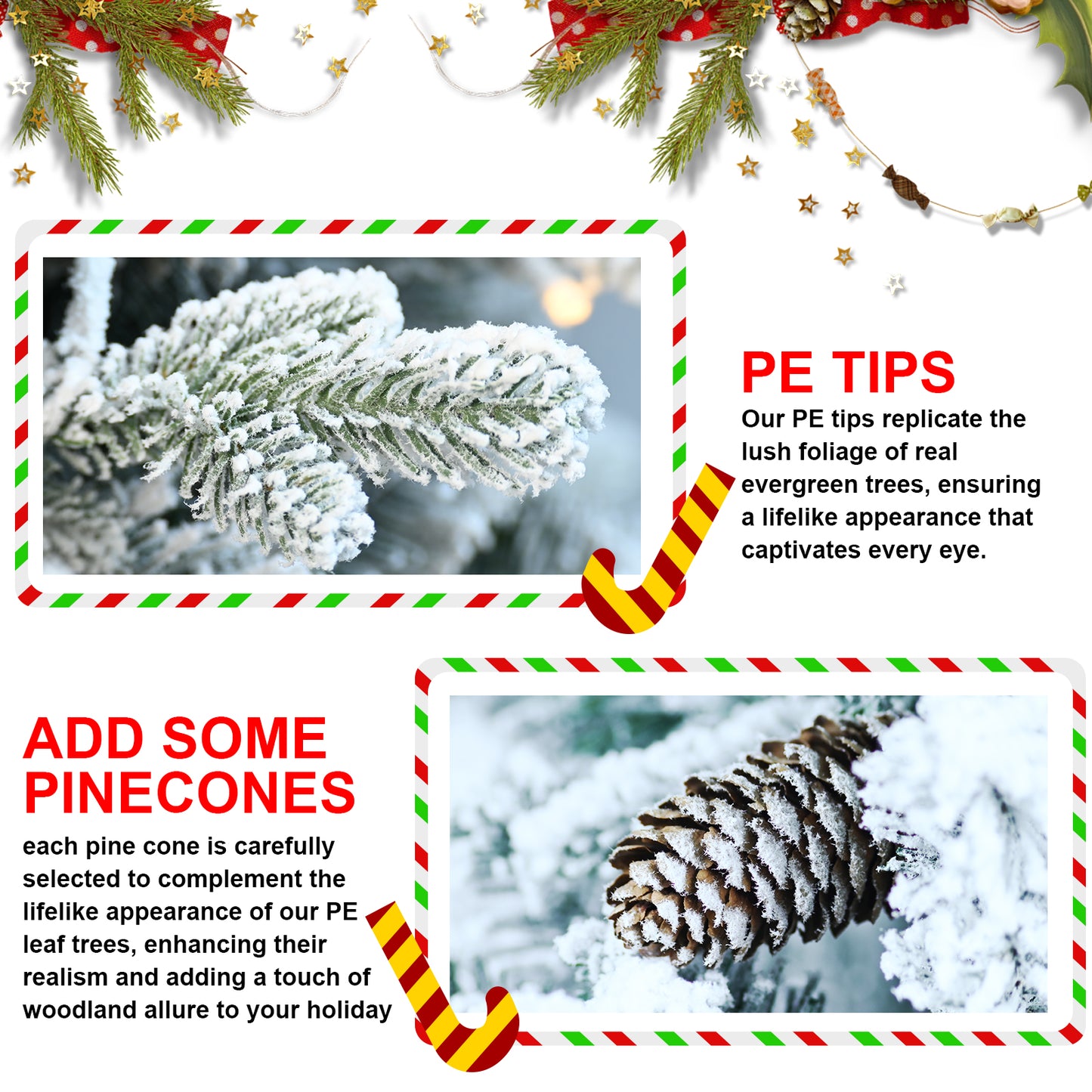Artificial Christmas Tree - PE PVC Flocking Basin - Multiple Sizes