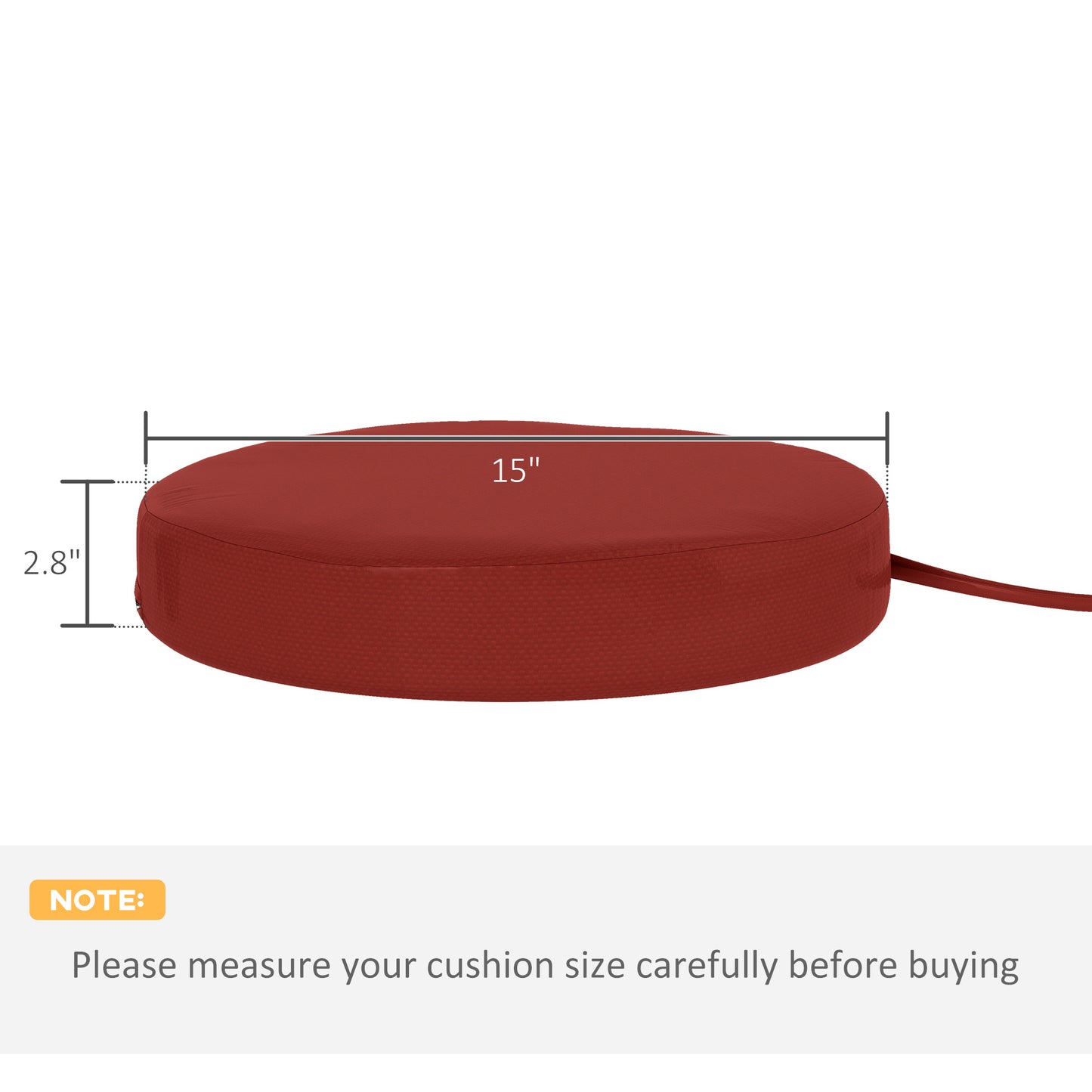 Round Patio Chair Cushions Set of 4 - 15" x 15" - Wine Red
