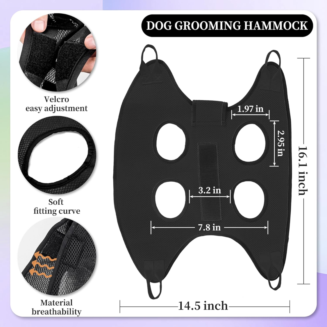 Pet Nail Polishers Kit with Grooming Hammock for Small Cats and Dogs - Includes Clippers & Trimmer