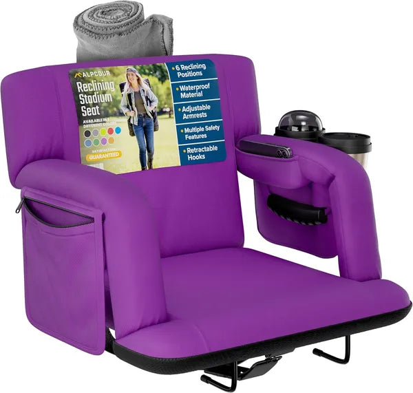 Premium Reclining Stadium Seat with Back Support - Purple