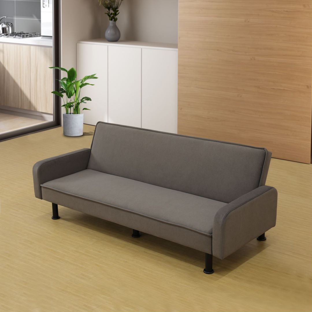 Flannel Sofabed for Living Room - Adjustable Brown Couch