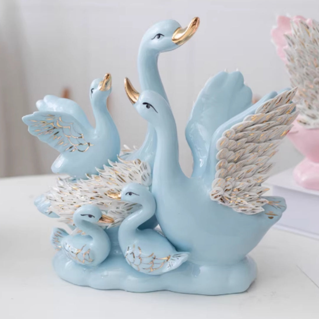 Five-Person Family Ceramic Swan Wine Cabinet Decoration - Home Storage