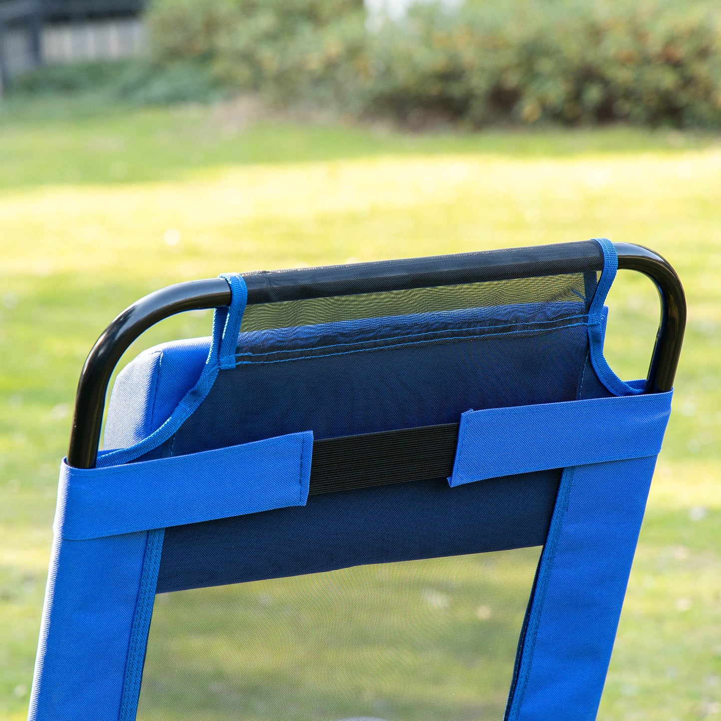 Folding Patio Dining Chairs Set of 2 - Adjustable Sling Back, Blue