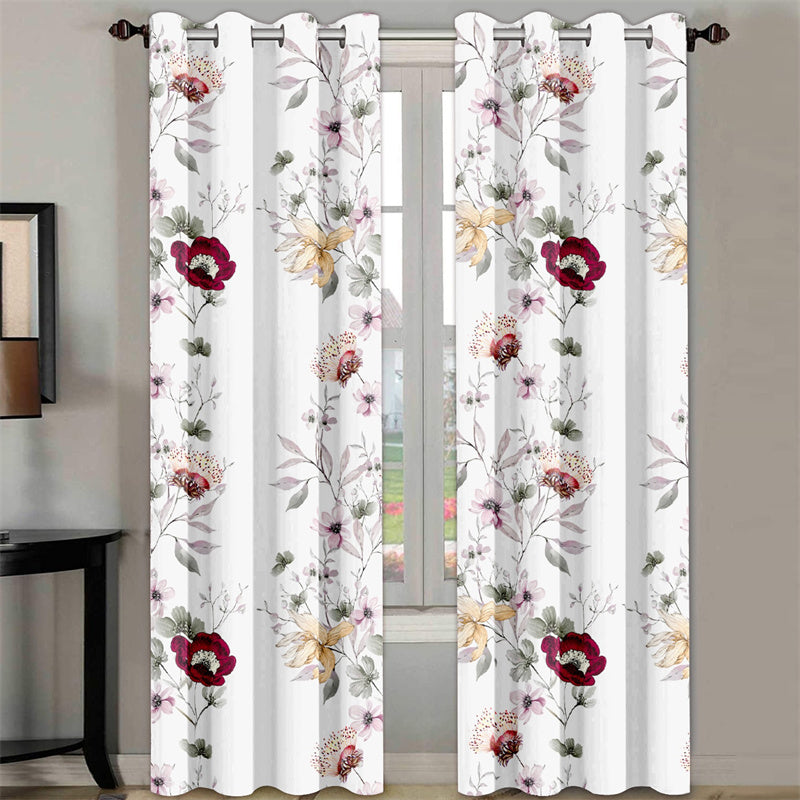 6-Piece Semi-Sheer Curtain Set with Botanical Floral Print