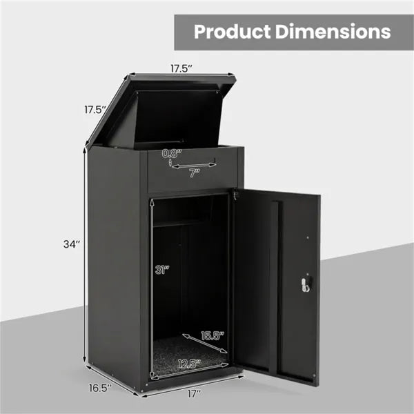 2-in-1 Lockable Mailbox & Package Delivery Box, Galvanized Steel For