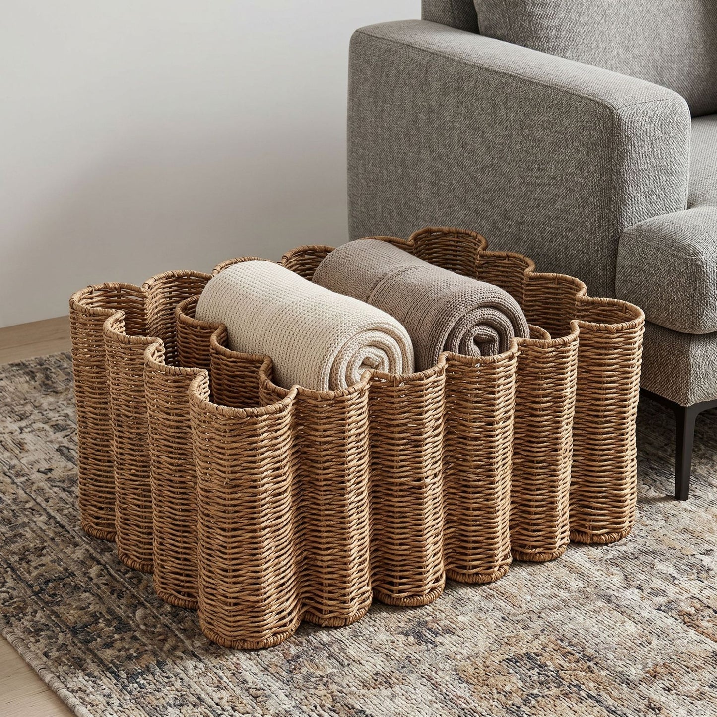 Handwoven Storage Basket for Bathroom & Living Room - Large & Small Sizes