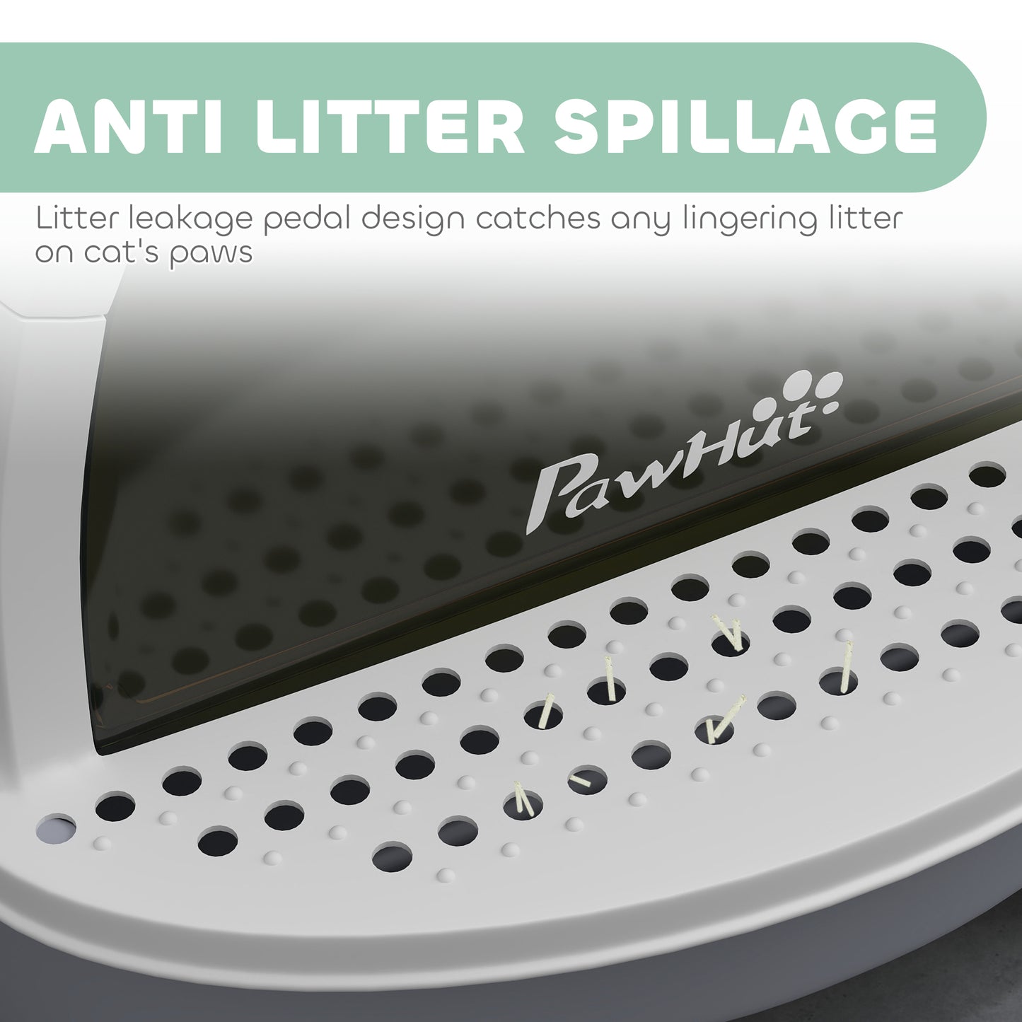 Covered Cat Litter Box with Lid and Scoop - Odor Control, Portable, Easy to Clean - Gray 410x180x520mm