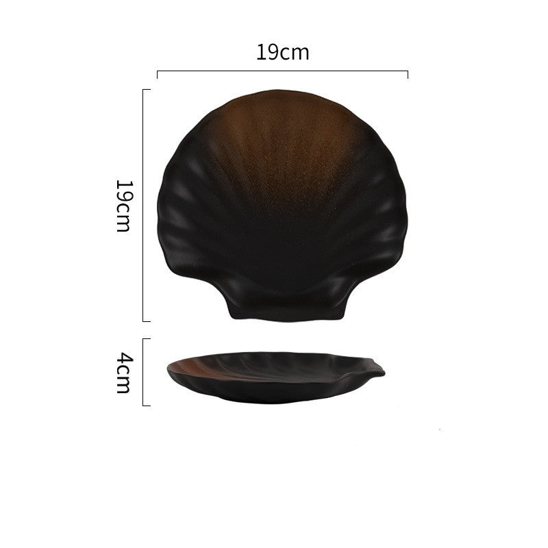 Ceramic Shell Plate for Kitchen & Dining - Irregular Shape, Microwave Safe