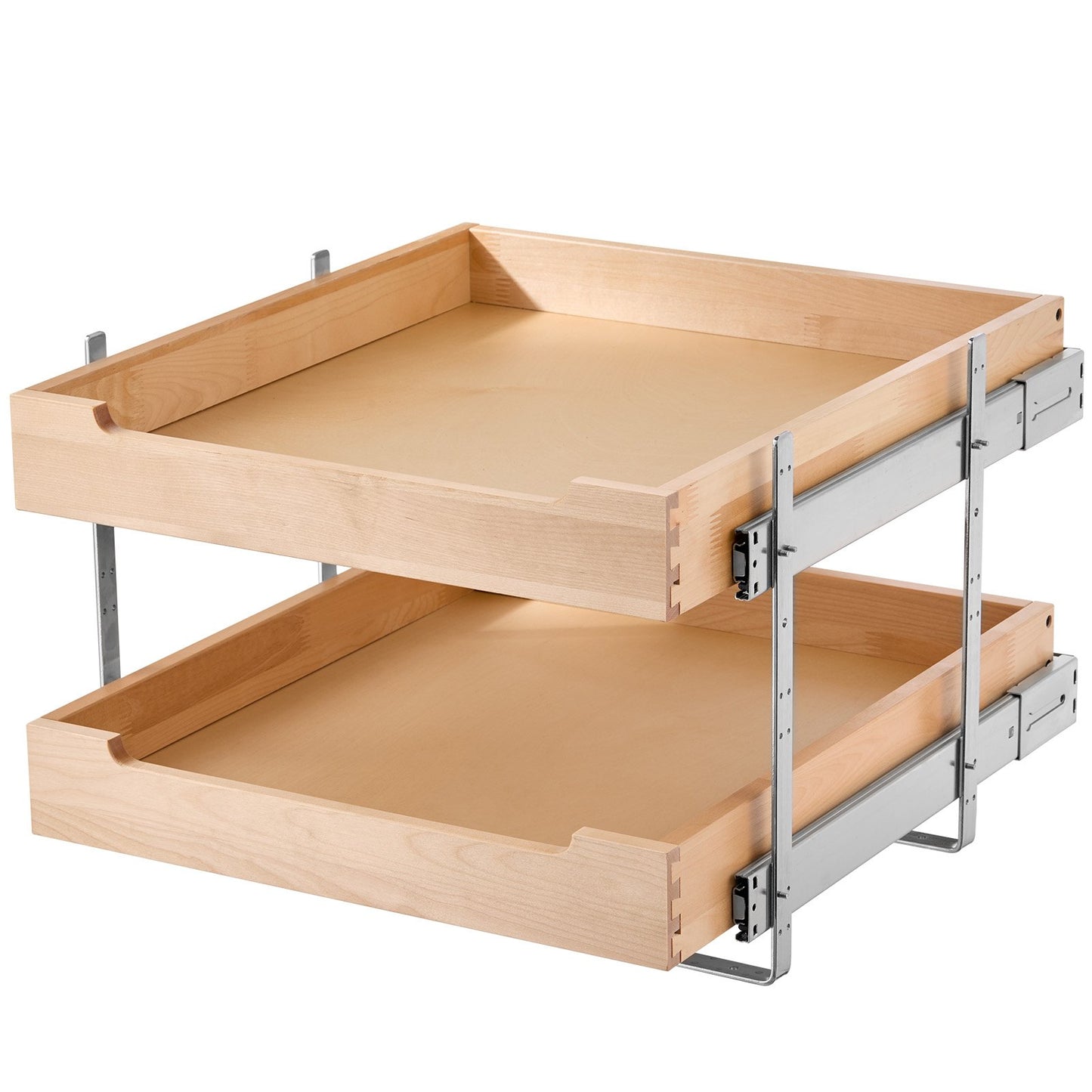 2-Tier Pull-Out Cabinet Organizer - Soft Close Wooden Drawer