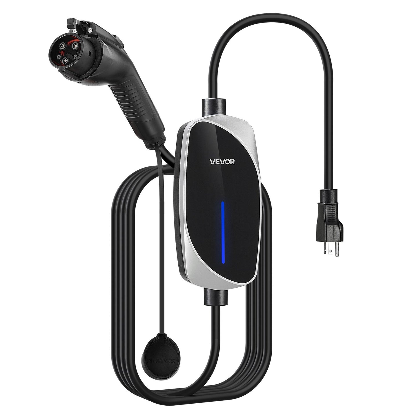 Portable Level 1&2 EV Charger 16A 120V/240V 25 Ft Cable LED Indicator Black