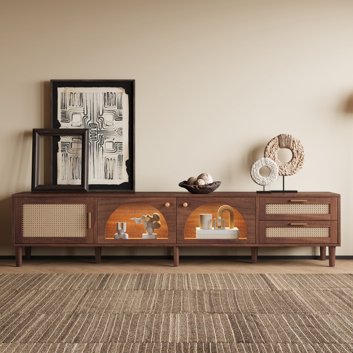 86 Inch TV Stand For TVs Up To 90 , Entertainment Center With App