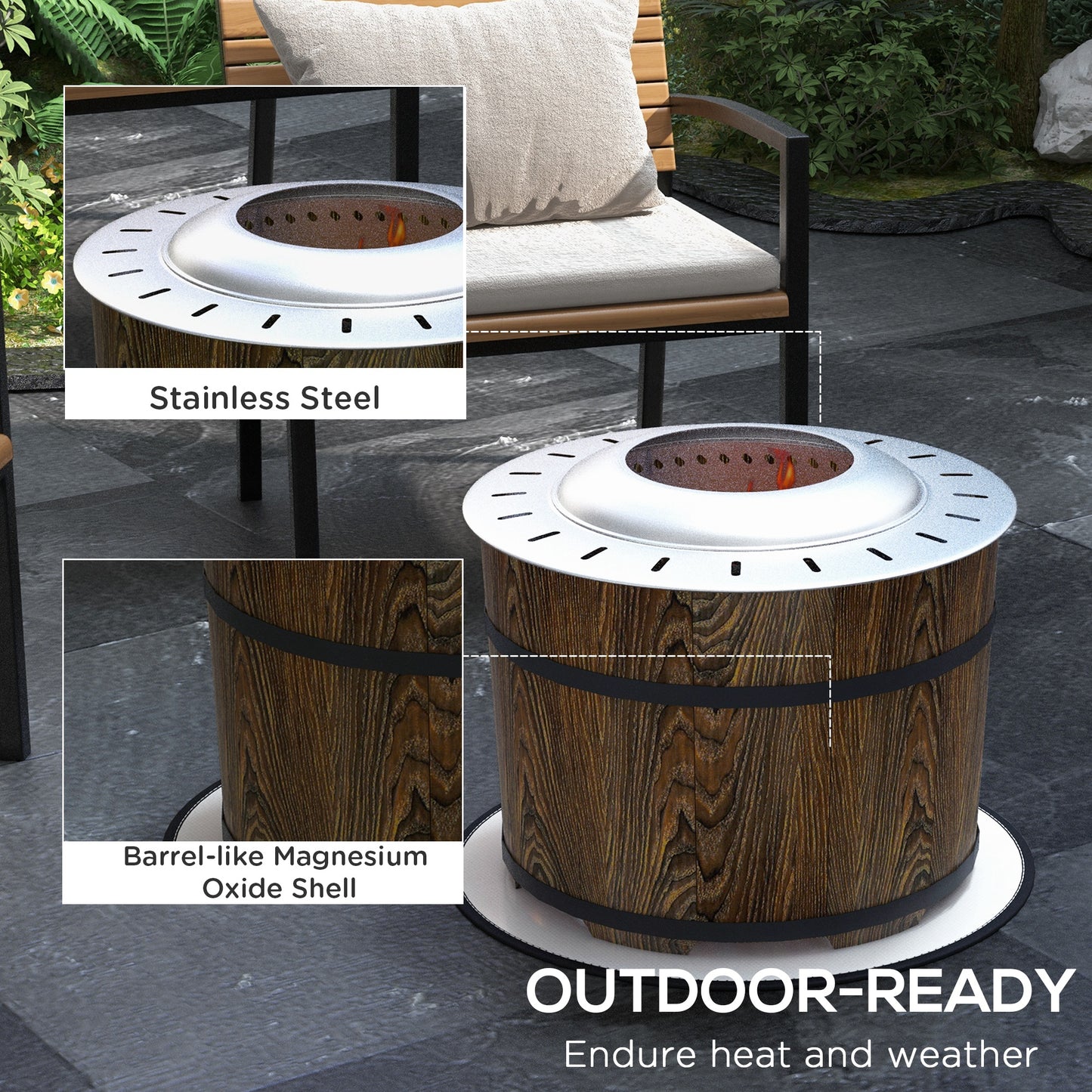 Portable Smokeless Fire Pit for Camping & Backyard - Brown