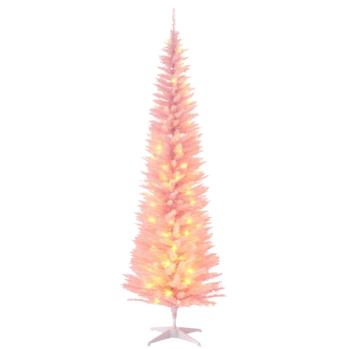 7ft Slim Pink Christmas Tree with Warm White LED Lights