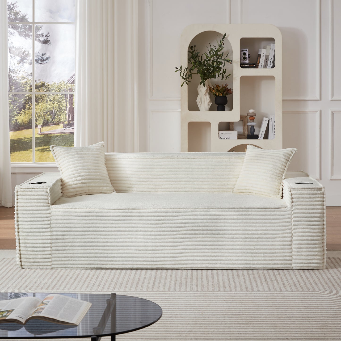 Modern White 3-Seater Sofa - No Assembly, Compact Design