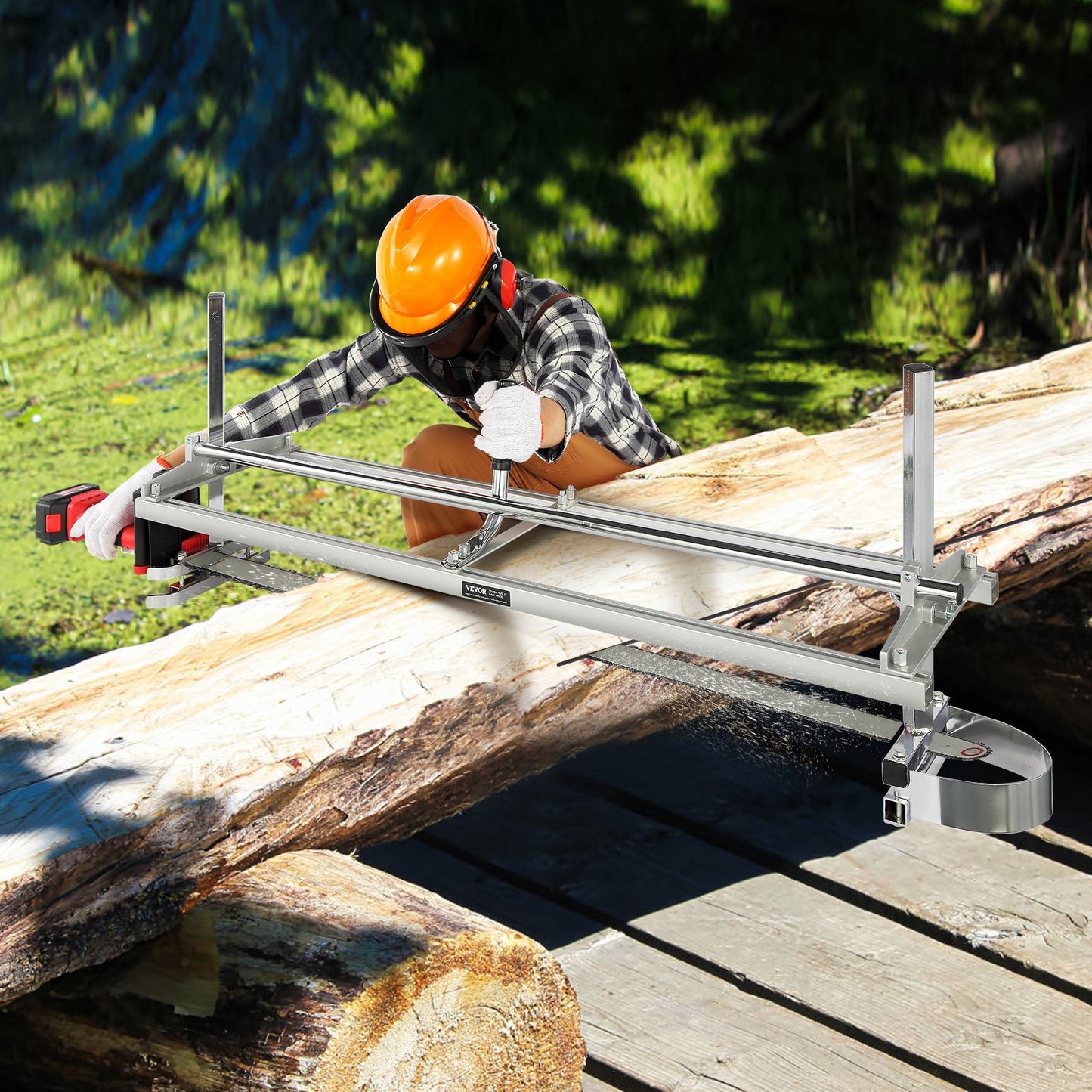 Portable Chainsaw Mill 14-48 Inch Guide Bar for Lumber Cutting - Galvanized Steel