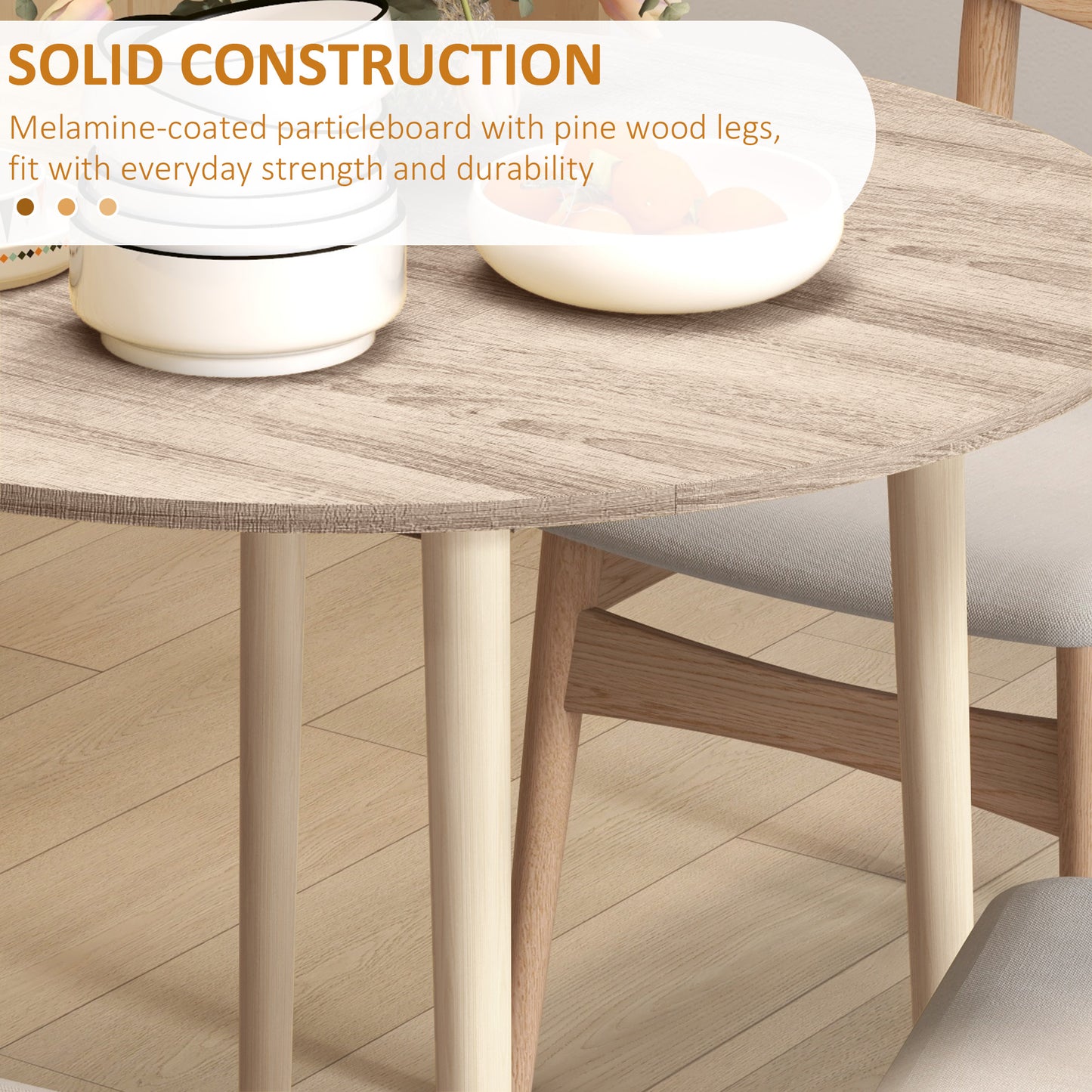 Round Drop Leaf Folding Dining Table for Small Spaces - Oak