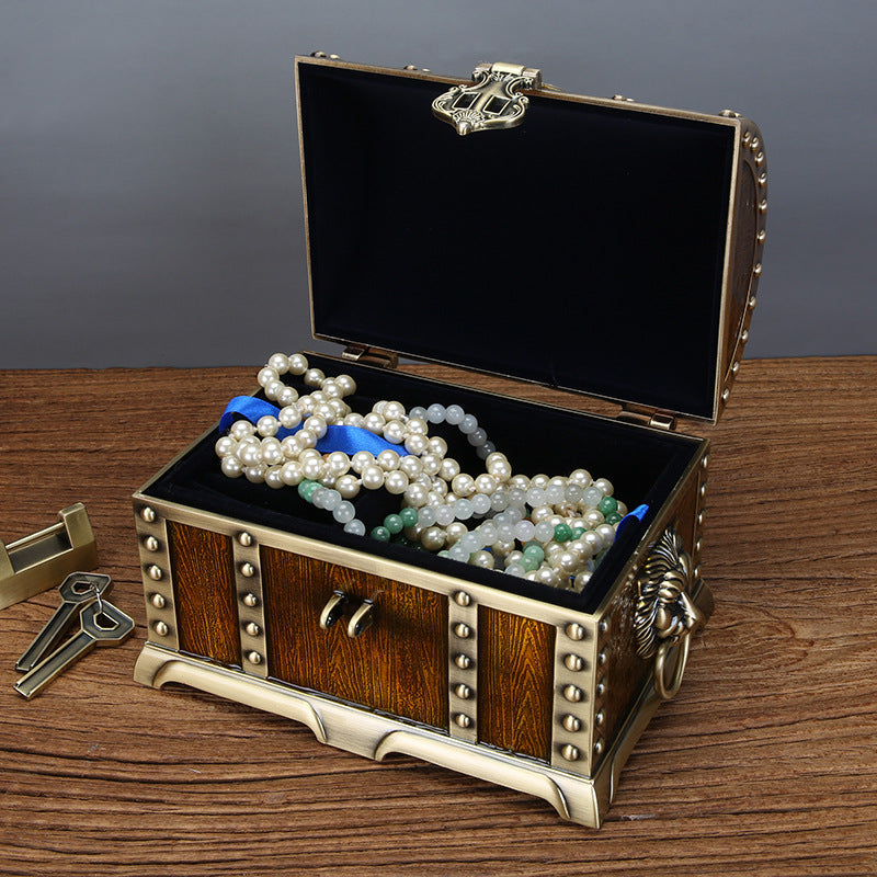 Retro Chinese Style Jewelry Box with Lock - Handcrafted Alloy Storage Chest