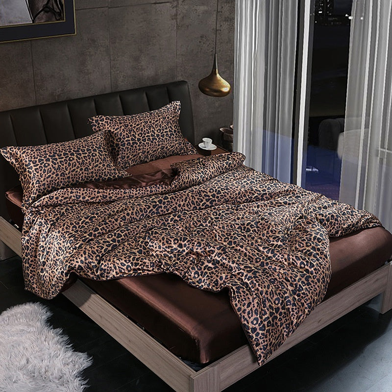 Silky Four-Piece Bedding Set - Quilt Cover Bed Sheet & Fitted Sheet