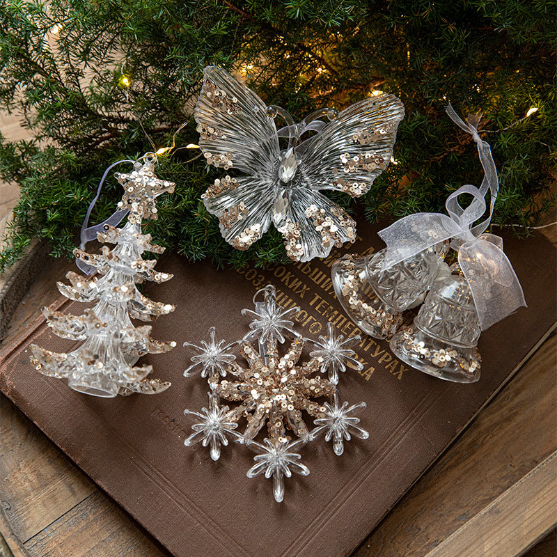 Christmas Sequin Acrylic Pendant Decorations for Holiday & Party Decor
