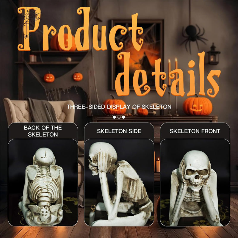 Halloween Skeleton Figurines Set of 3 - Gothic Resin Statues