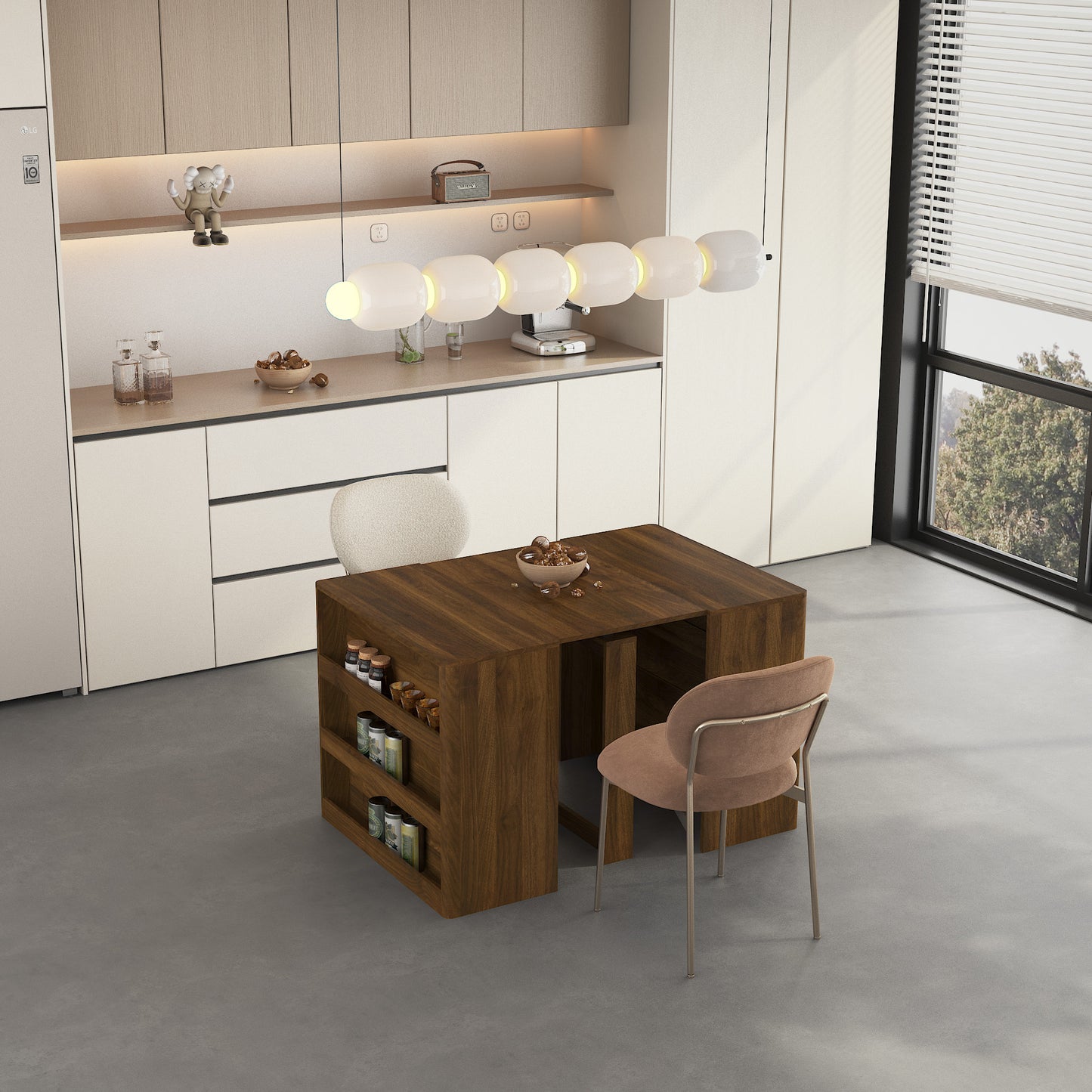 Extendable Foldable Dining Room Table For 1-10 People, Wood