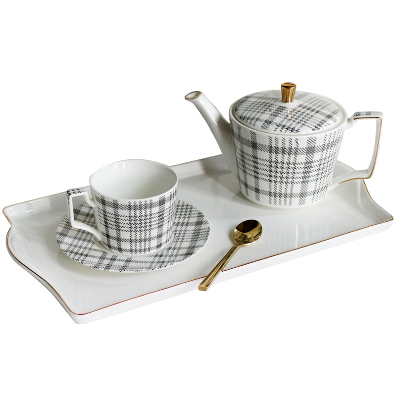 Ceramic Coffee and Tea Set with Tray - Modern Home & Kitchen Decor
